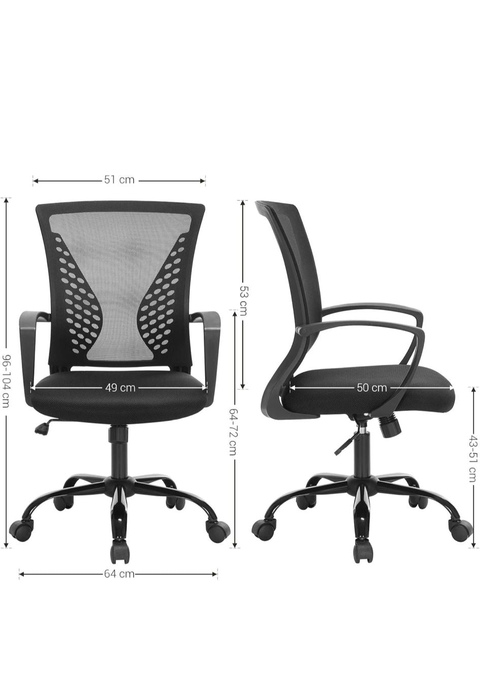 Chaise de Bureau Moderne en Maille - Noir