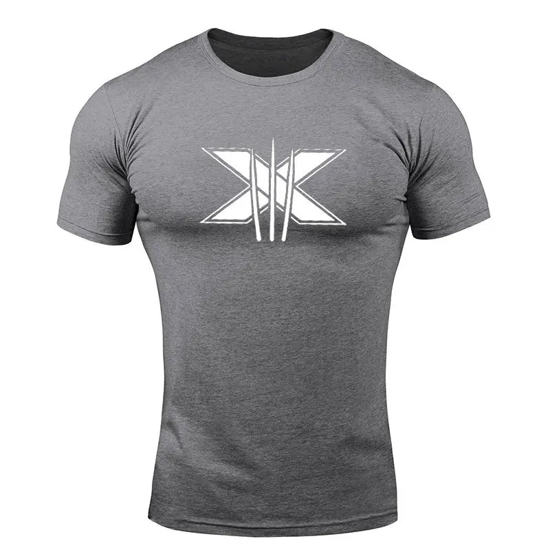 Vêtements de sport pour hommes, T-shirt à manches courtes en coton, Slim, imprimé, pour course à pied, entraînement, hauts décontractés