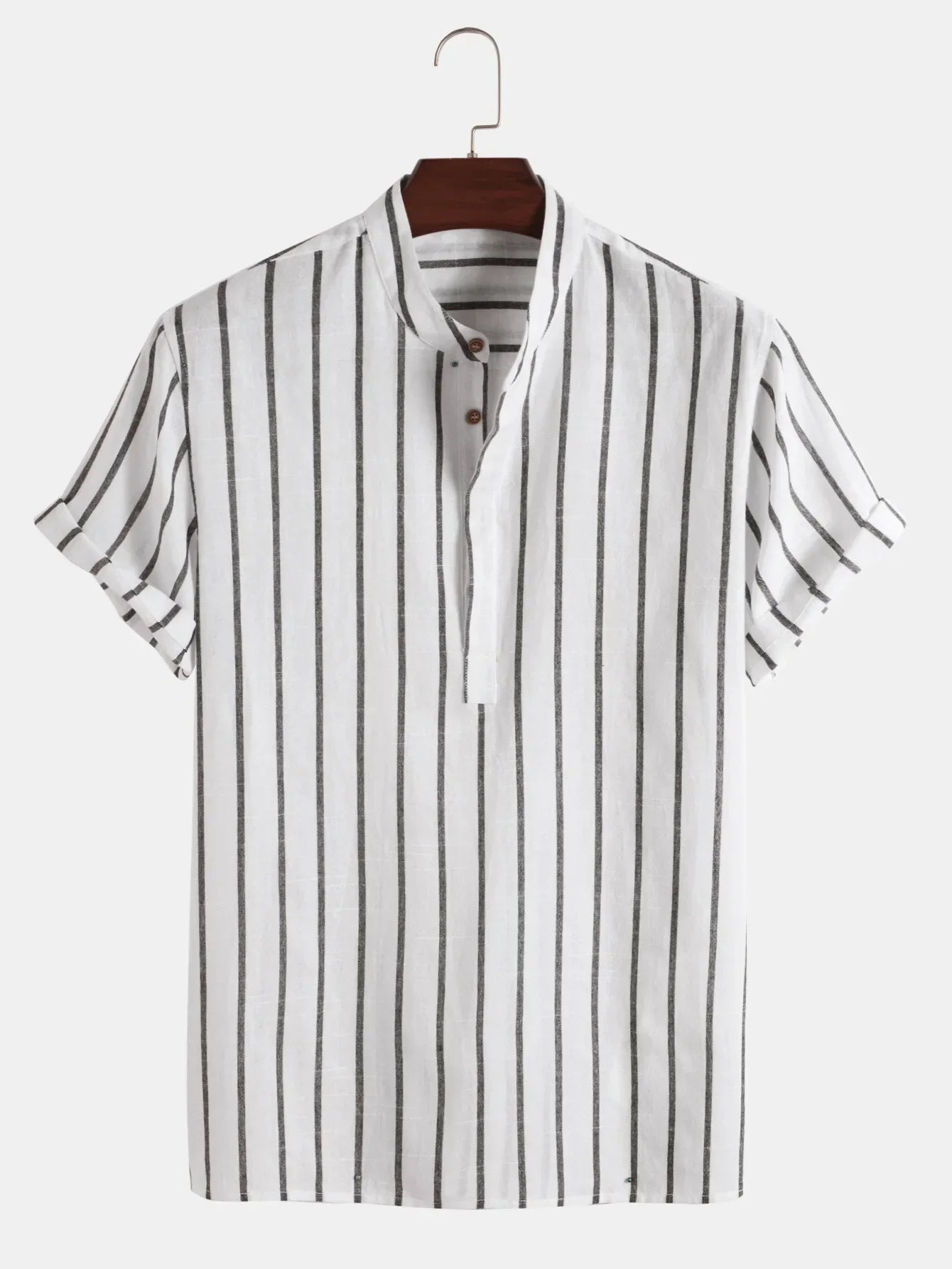Vêtements pour hommes – Nouvelle chemise rayée mi-boutonnée pour homme, collection été 2026 – Chemise à manches courtes tendance pour homme