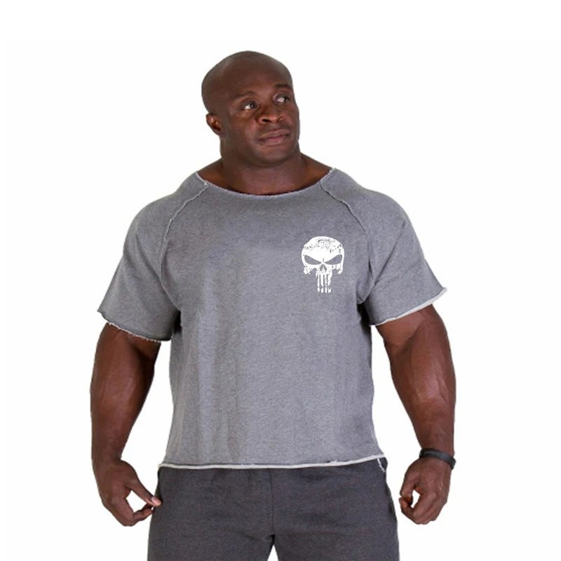 T-shirt Respirant en Coton Vintage pour Homme, Vêtement de Musculation, Gym, Course à Pied, Été