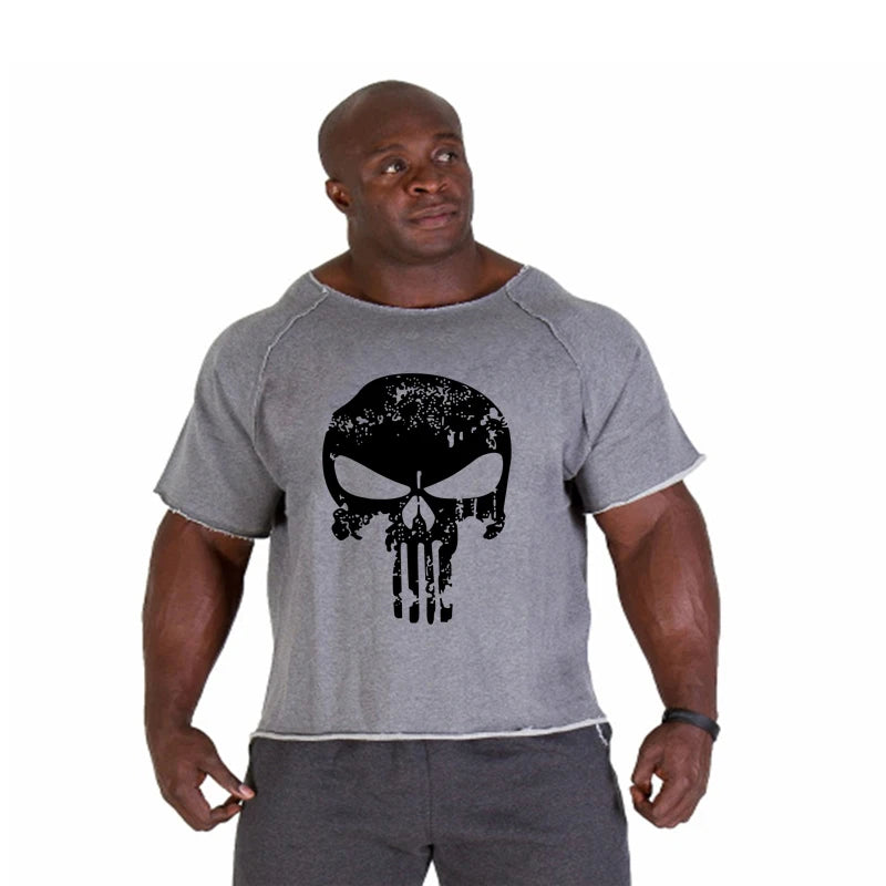 T-shirt Respirant en Coton Vintage pour Homme, Vêtement de Musculation, Gym, Course à Pied, Été