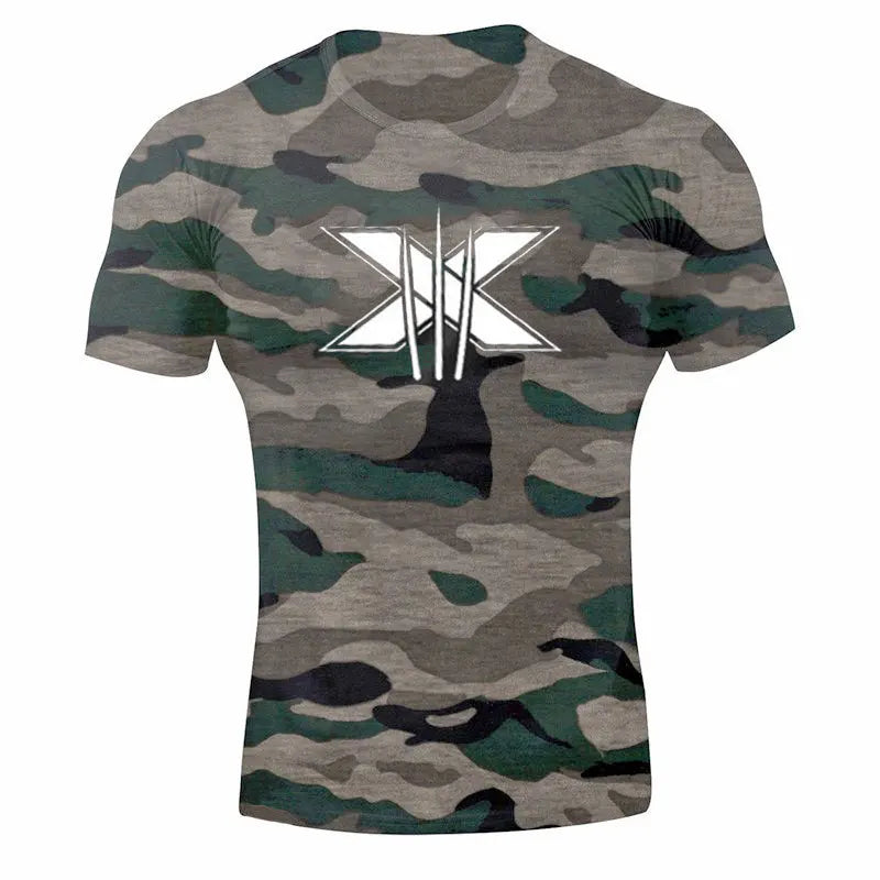 Vêtements de sport pour hommes, T-shirt à manches courtes en coton, Slim, imprimé, pour course à pied, entraînement, hauts décontractés