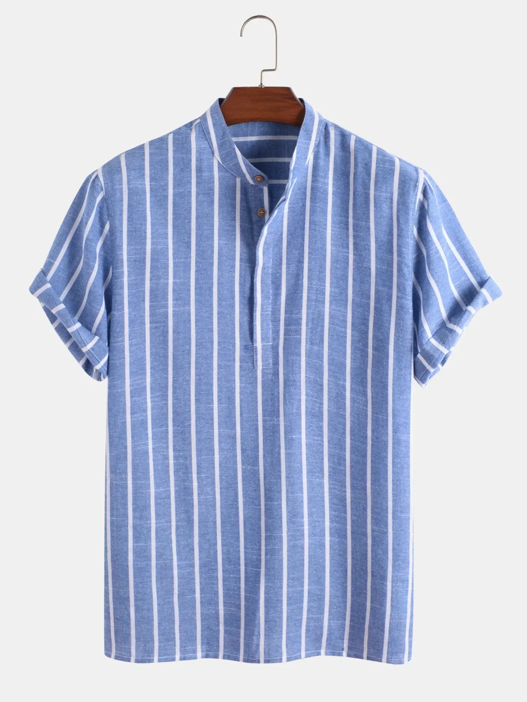 Vêtements pour hommes – Nouvelle chemise rayée mi-boutonnée pour homme, collection été 2026 – Chemise à manches courtes tendance pour homme
