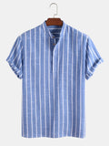 Vêtements pour hommes – Nouvelle chemise rayée mi-boutonnée pour homme, collection été 2026 – Chemise à manches courtes tendance pour homme