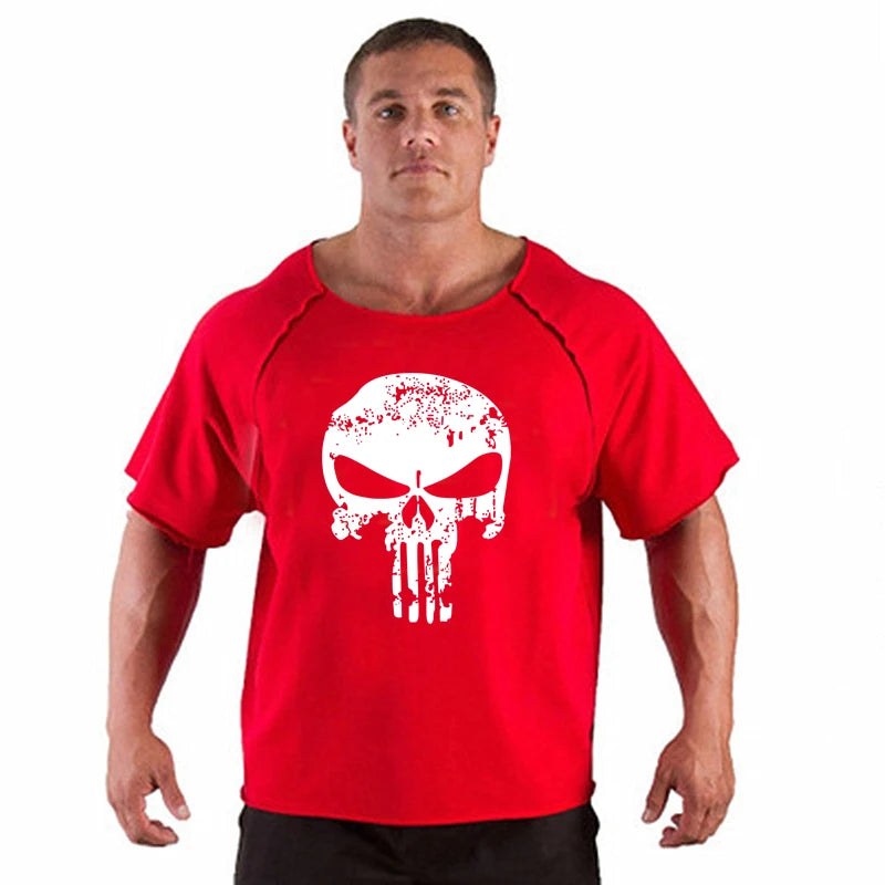 T-shirt Respirant en Coton Vintage pour Homme, Vêtement de Musculation, Gym, Course à Pied, Été