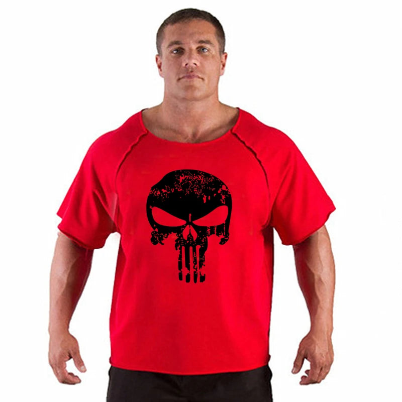 T-shirt Respirant en Coton Vintage pour Homme, Vêtement de Musculation, Gym, Course à Pied, Été