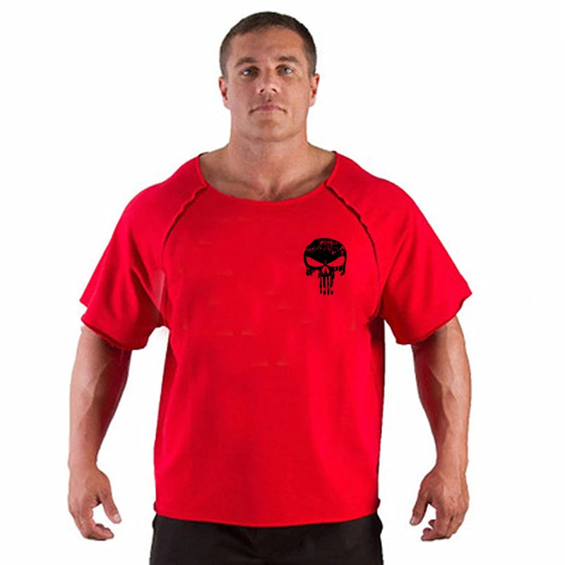 T-shirt Respirant en Coton Vintage pour Homme, Vêtement de Musculation, Gym, Course à Pied, Été