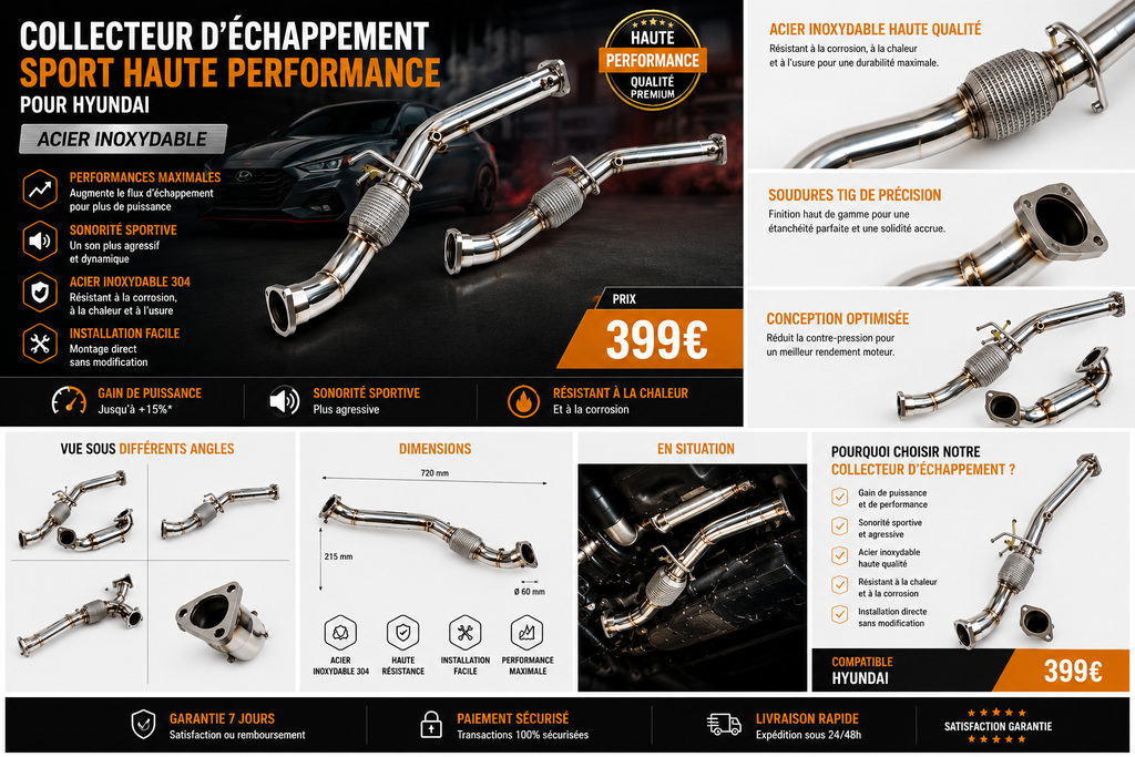 Collecteur d'échappement sport Hyundai